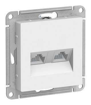 Розетка ATLASDESIGN двойная компьютерная RJ45+RJ45 категория 5E механизм белый